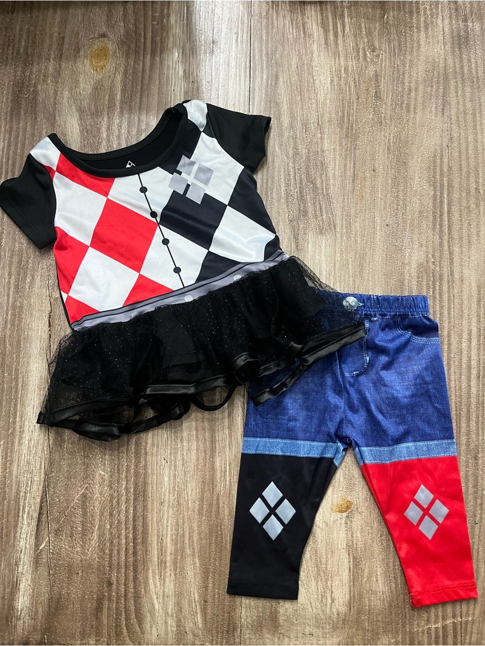 Girls' Black & Red Harlequin Tutu Costume Set